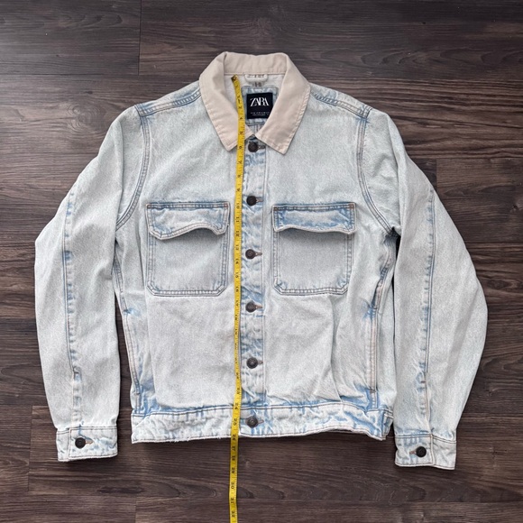Zara Light Blue Denim Jacket with Cream Collar - Picture 4 of 8